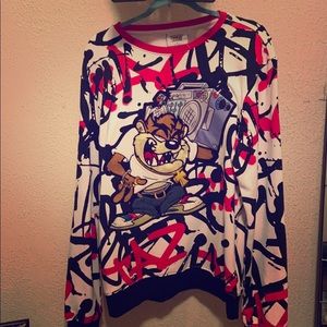 Looney Toons (Taz) sweater. Red, black and white